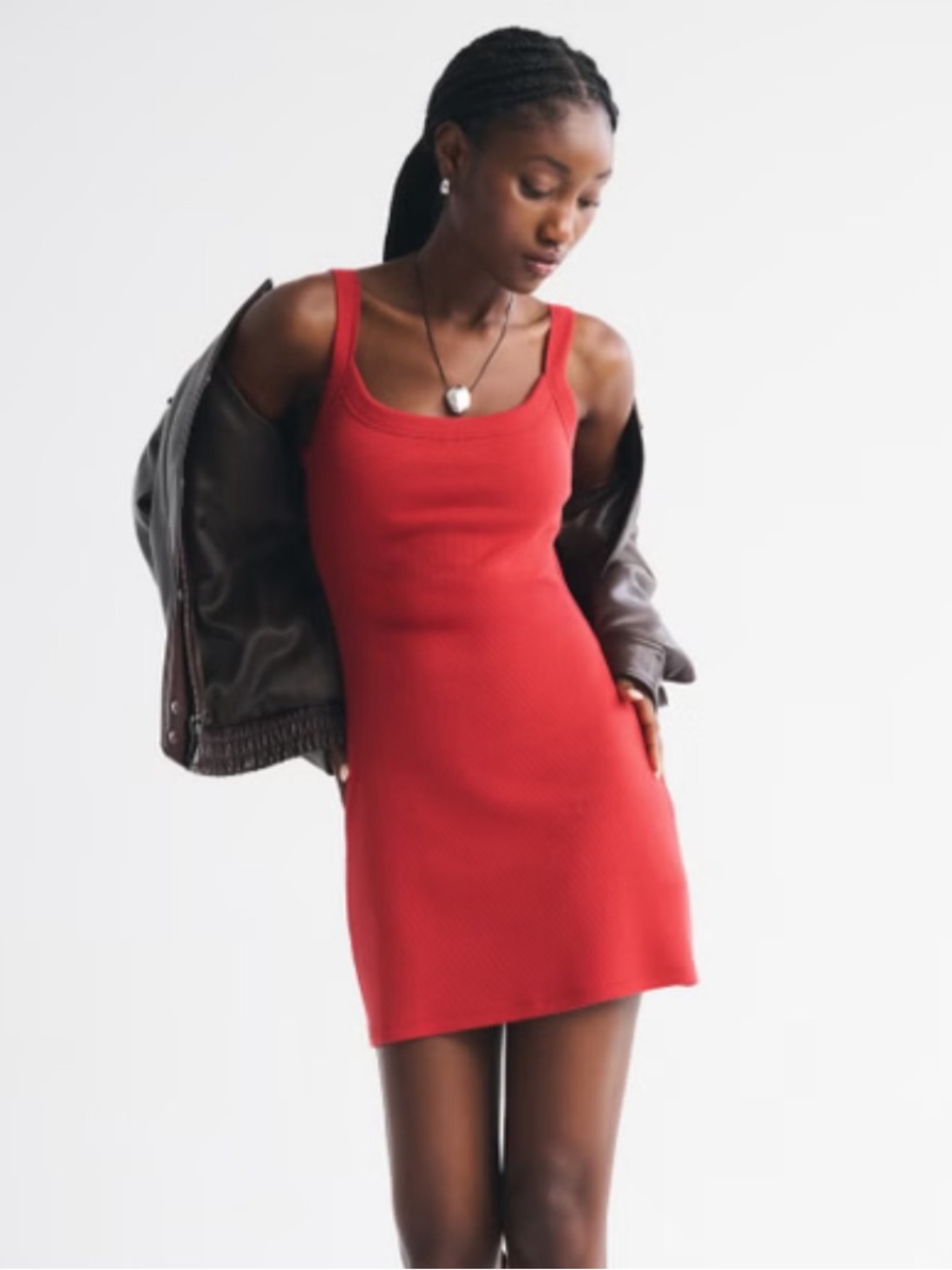 Abercrombie & Fitch Bra Free Red Ribbed Mini Dress